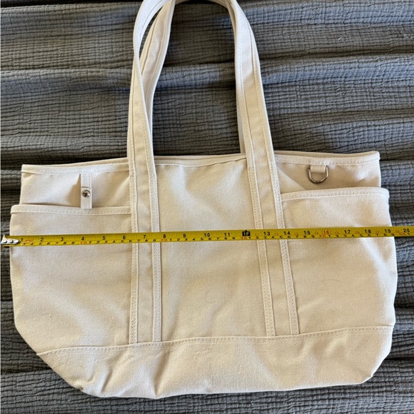 Cream Canvas Tote Bag with Dual Shoulder Straps - Picture 2 of 5
